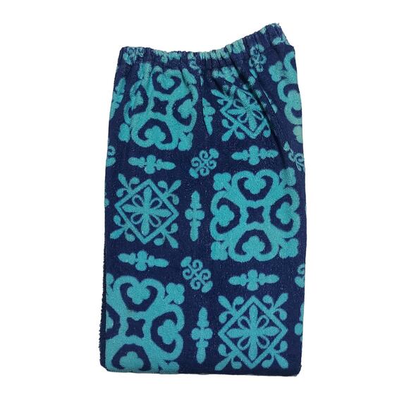Kiki's Nation blue batik print cotton towelling beach pool pants - Picture 4 of 7